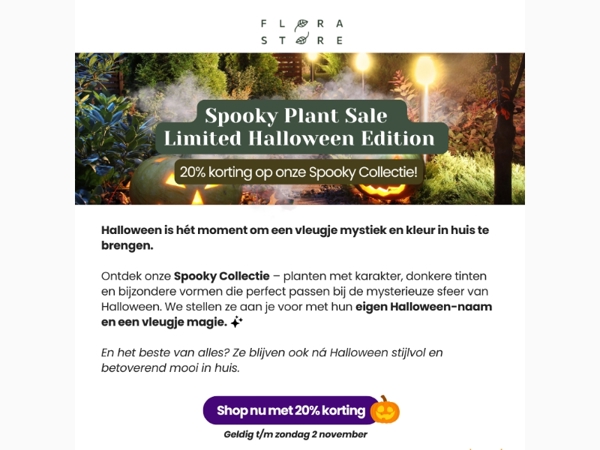 Spooky Plant Sale π» β 20% korting op onze mysterieuze collectie!