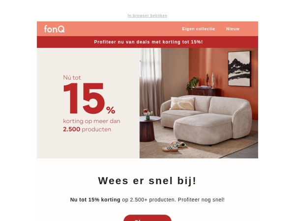 Nu tot 15% korting op ruim 2.500 producten