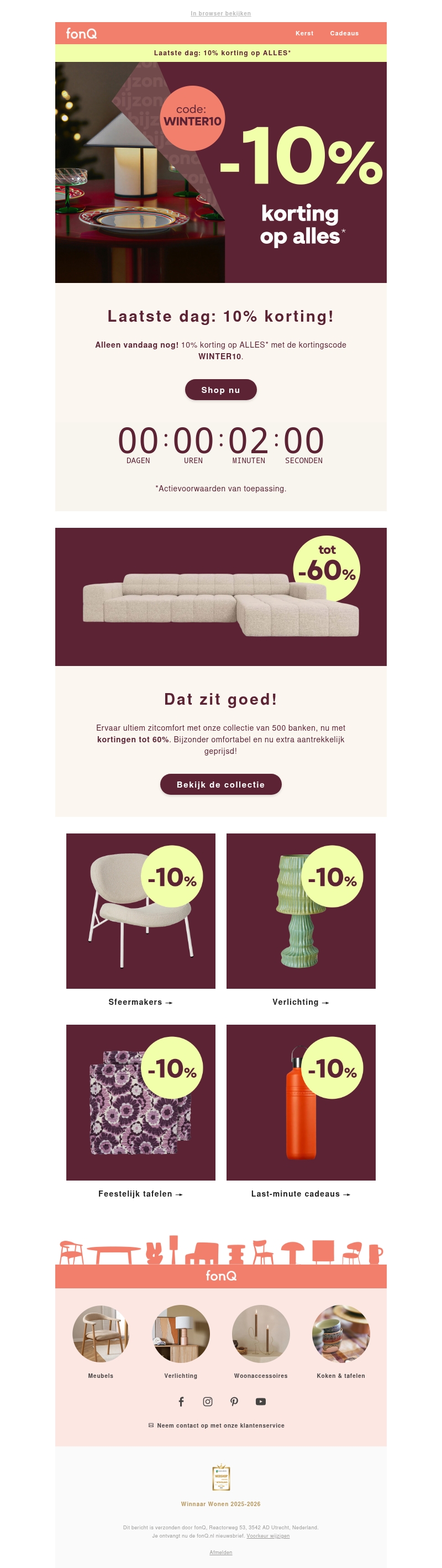 Laatste kans! 10% korting op ALLES* Laatste kans! 10% korting op ALLES*
