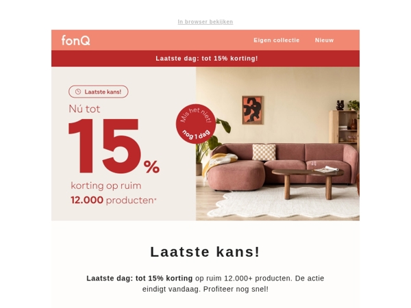 Laatste dag: tot 15% korting!
