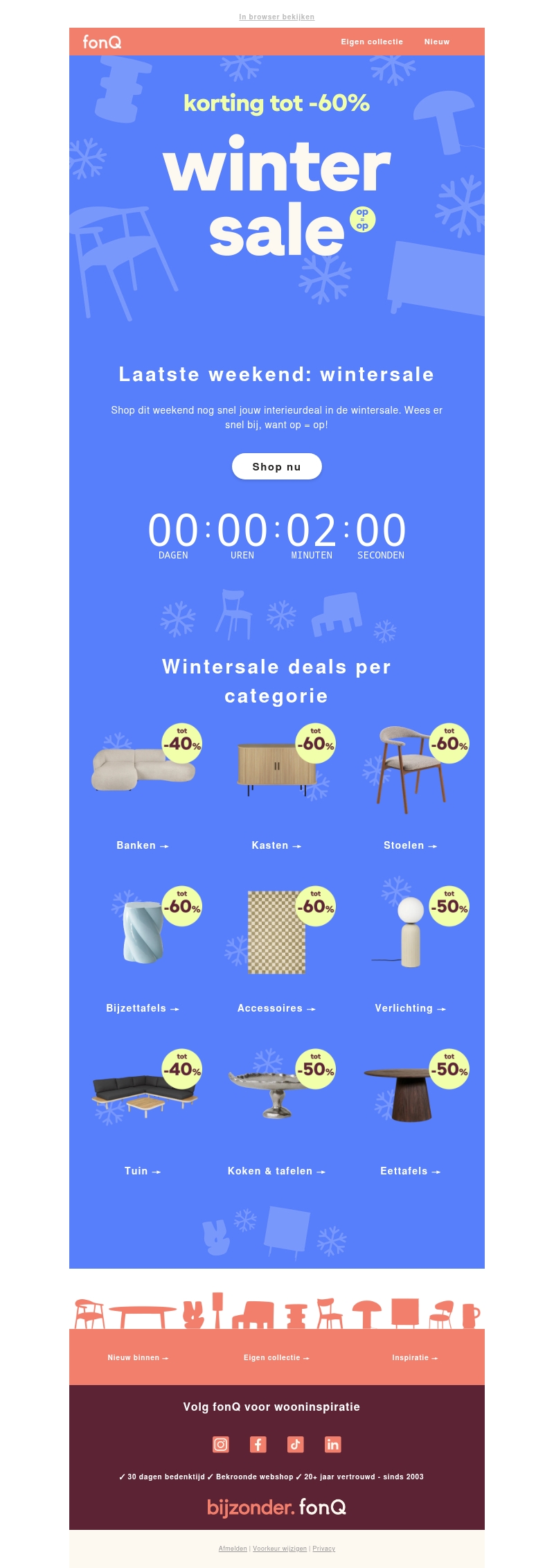Laatste weekend: deals met korting tot 60% Laatste weekend: deals met korting tot 60%