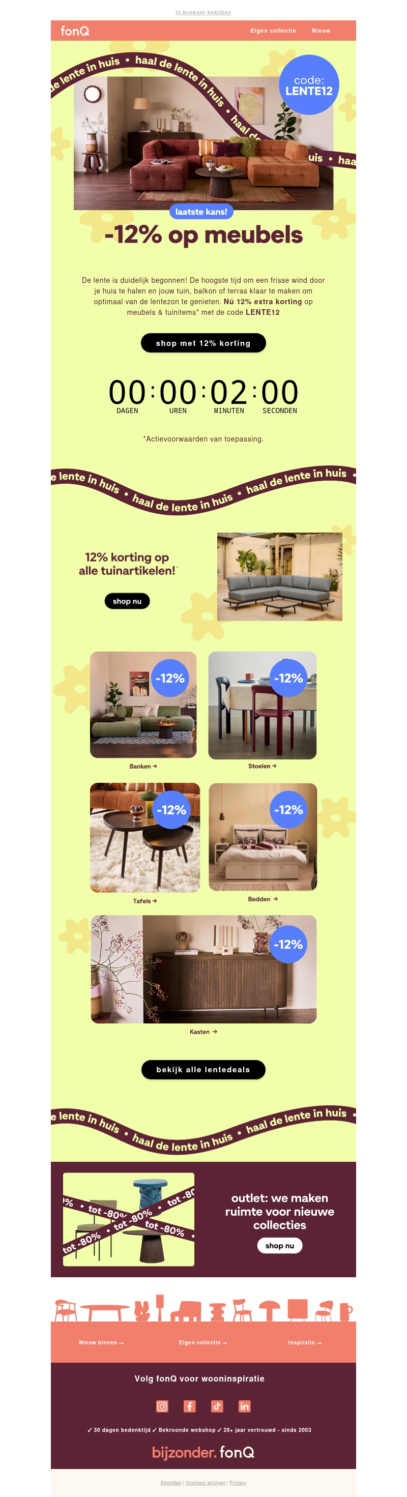 Laatste kans: 12% extra korting op meubels Laatste kans: 12% extra korting op meubels