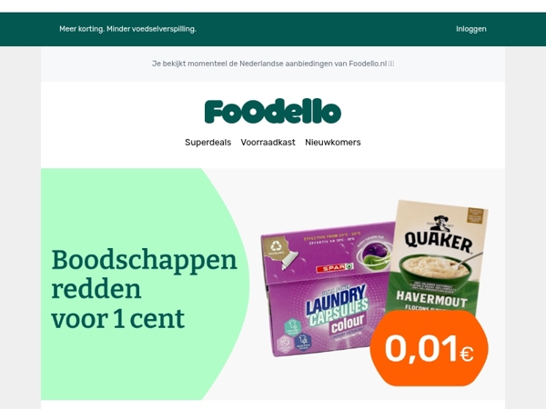20 wascapsules en 'n pak havermout voor €0,01