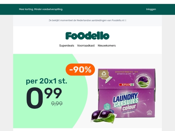 🧺 20x SPAR waspods voor €0,99