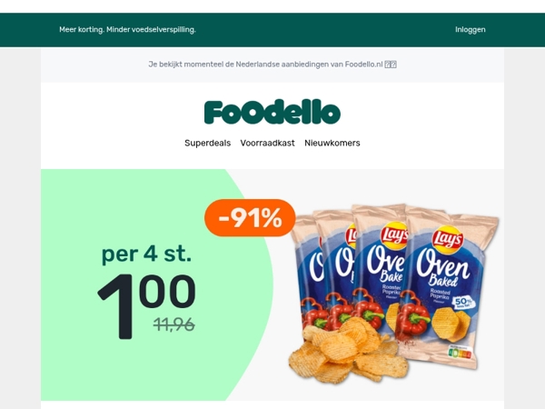 4x Lay’s Oven Baked voor €1 😋