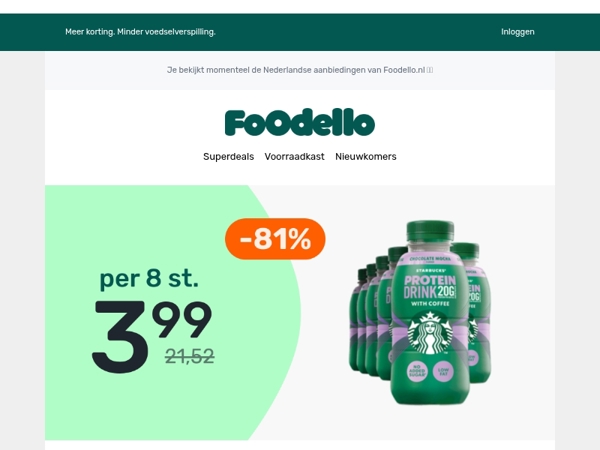 8× Starbucks Protein Coffee voor €3,99 ⚡