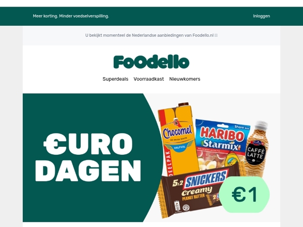 Snickers, Chocomel & Haribo voor €1