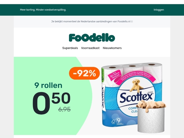 Scottex wc-papier: 9 rollen voor €0,50 🧻
