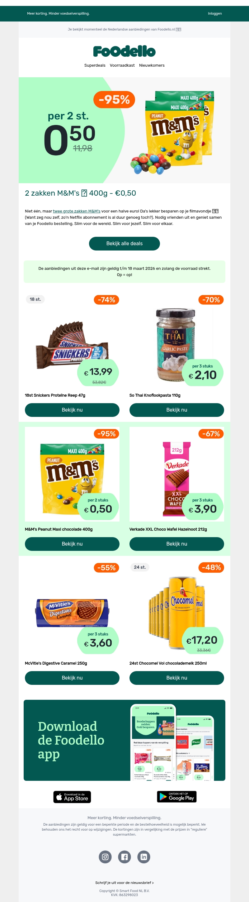 2 zakken M&M's 🥜 400g - €0,50 2 zakken M&M's 🥜 400g - €0,50