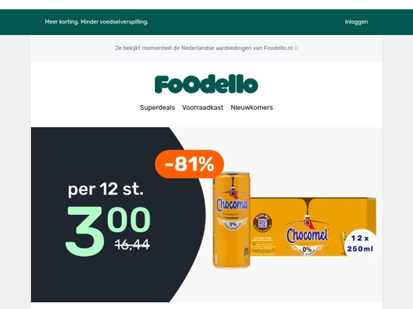 12 blikjes Chocomel voor €3 🧡