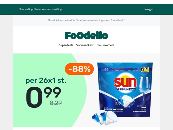 ✨ 26 Sun vaatwastabs voor €0,99