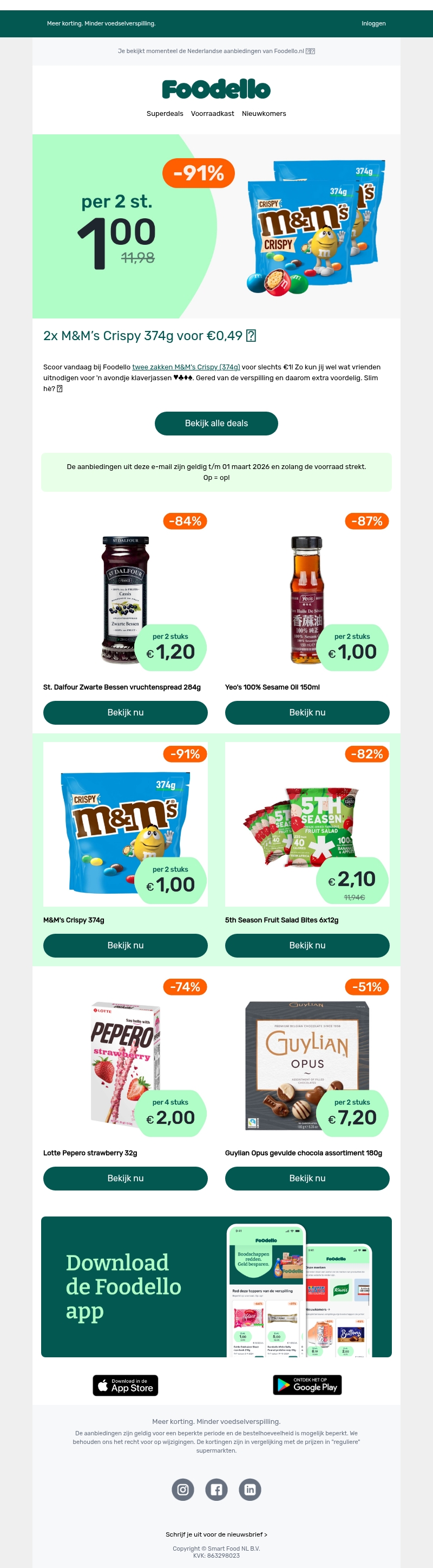 2x M&M’s Crispy 374g voor €0,49 🍫 2x M&M’s Crispy 374g voor €0,49 🍫