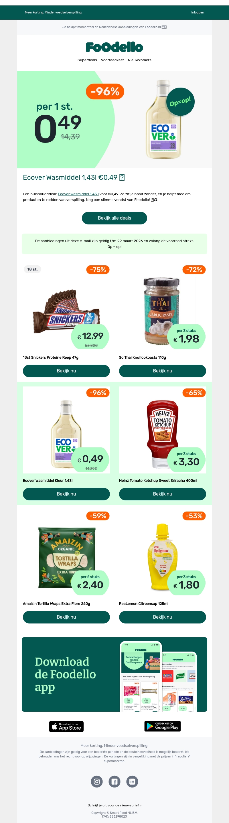 Ecover Wasmiddel 1,43l €0,49 👕 Ecover Wasmiddel 1,43l €0,49 👕