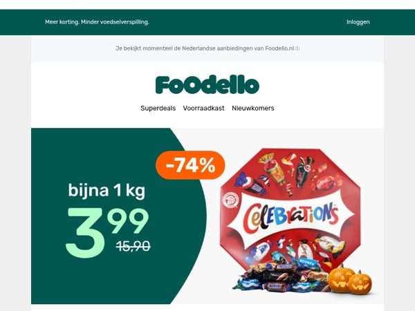 Grote doos Celebrations voor €3,99 🎃