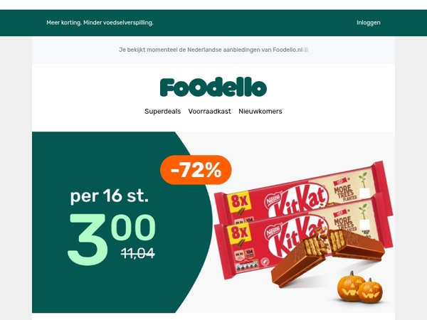 16× KitKat voor €3 – trick or treat! 🎃