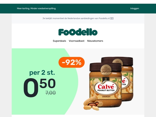 2 potten Calvé Pindakaas voor €0,50 🥪🥜