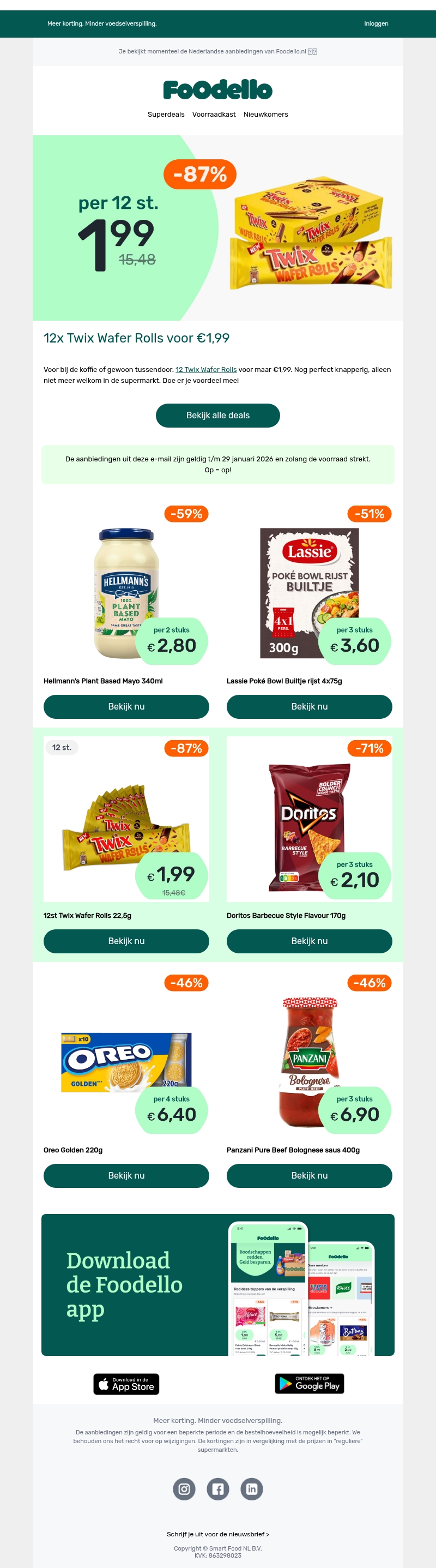 12x Twix Wafer Rolls voor €1,99 12x Twix Wafer Rolls voor €1,99