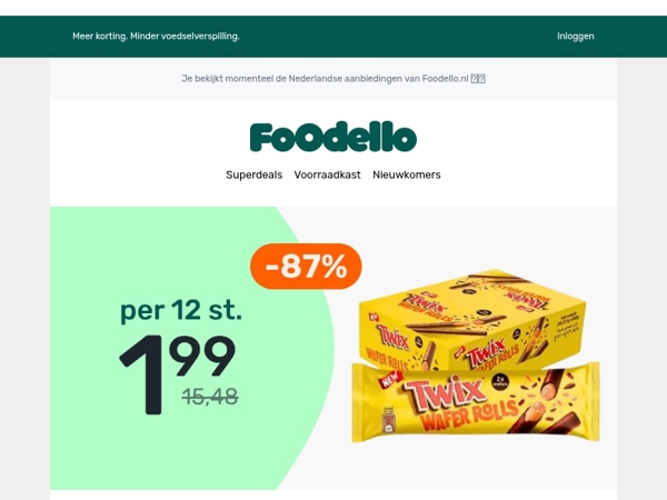 12x Twix Wafer Rolls voor €1,99