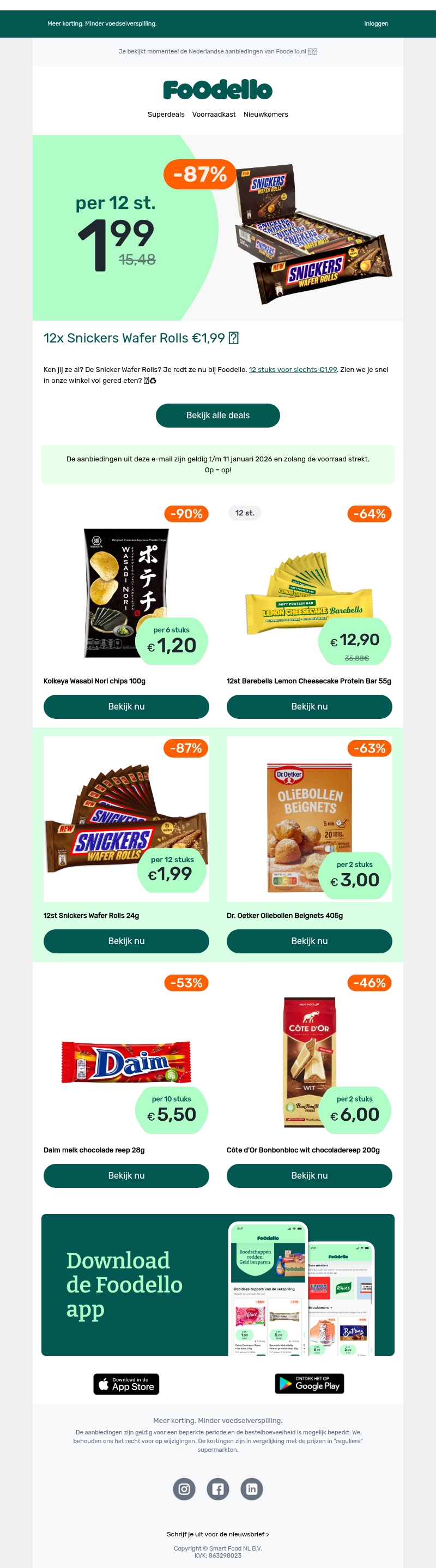 12x Snickers Wafer Rolls €1,99 🤩 12x Snickers Wafer Rolls €1,99 🤩