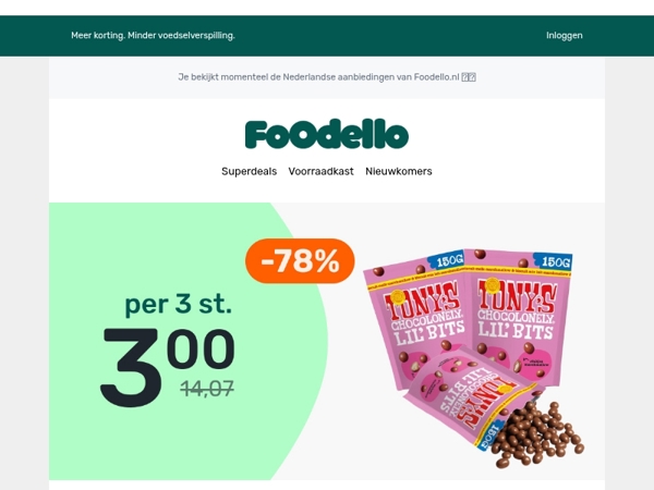 3x Tony's Lil Bits voor €3,00 🌱🍫