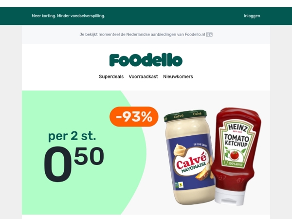 2x Calvé mayo & Heinz ketchup €0,50