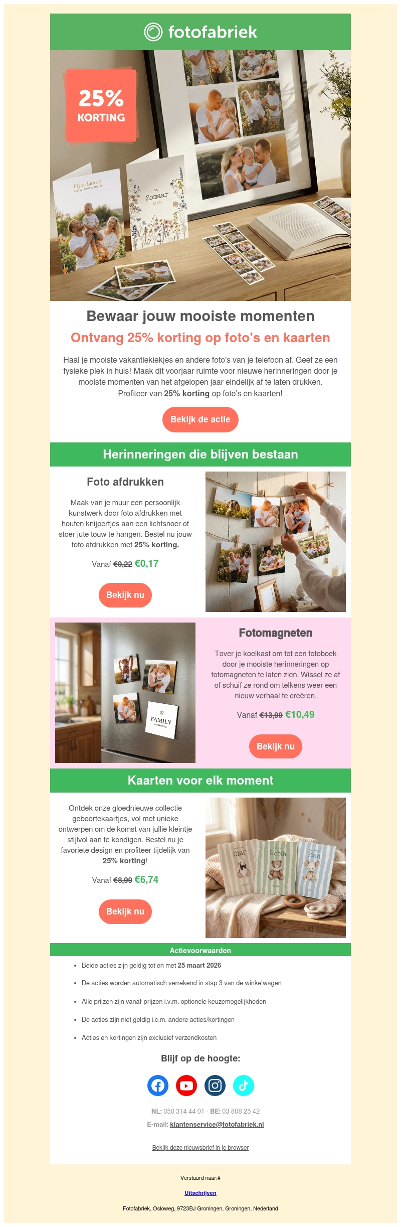 Profiteer van 25% korting op foto's en kaarten Profiteer van 25% korting op foto's en kaarten