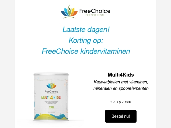 👧👦 Laatste dagen: aanbieding Multi4Kids & Vitamine C kauwtabletten