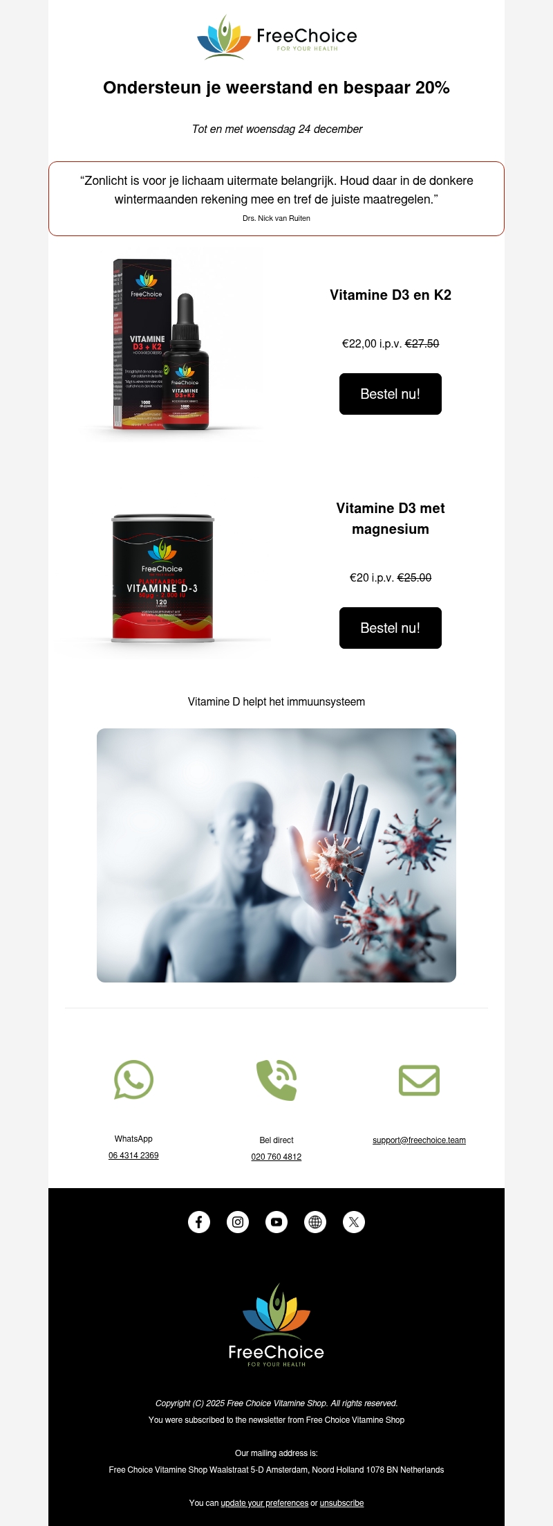 20% korting op onze vitamine D producten 20% korting op onze vitamine D producten