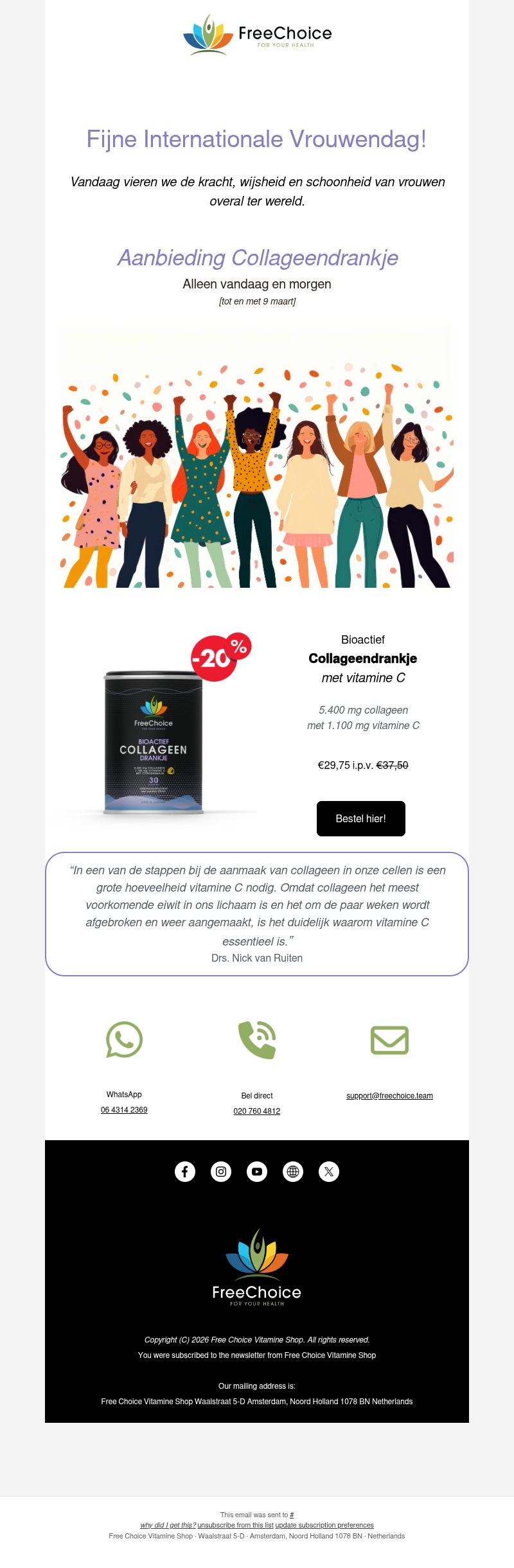 🙎♀️ Internationale Vrouwendag: Collageendrankje als speciale aanbieding voor vrouwen! 🙎♀️ Internationale Vrouwendag: Collageendrankje als speciale aanbieding voor vrouwen!