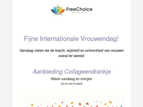 🙎‍♀️ Internationale Vrouwendag: Collageendrankje als speciale aanbieding voor vrouwen!