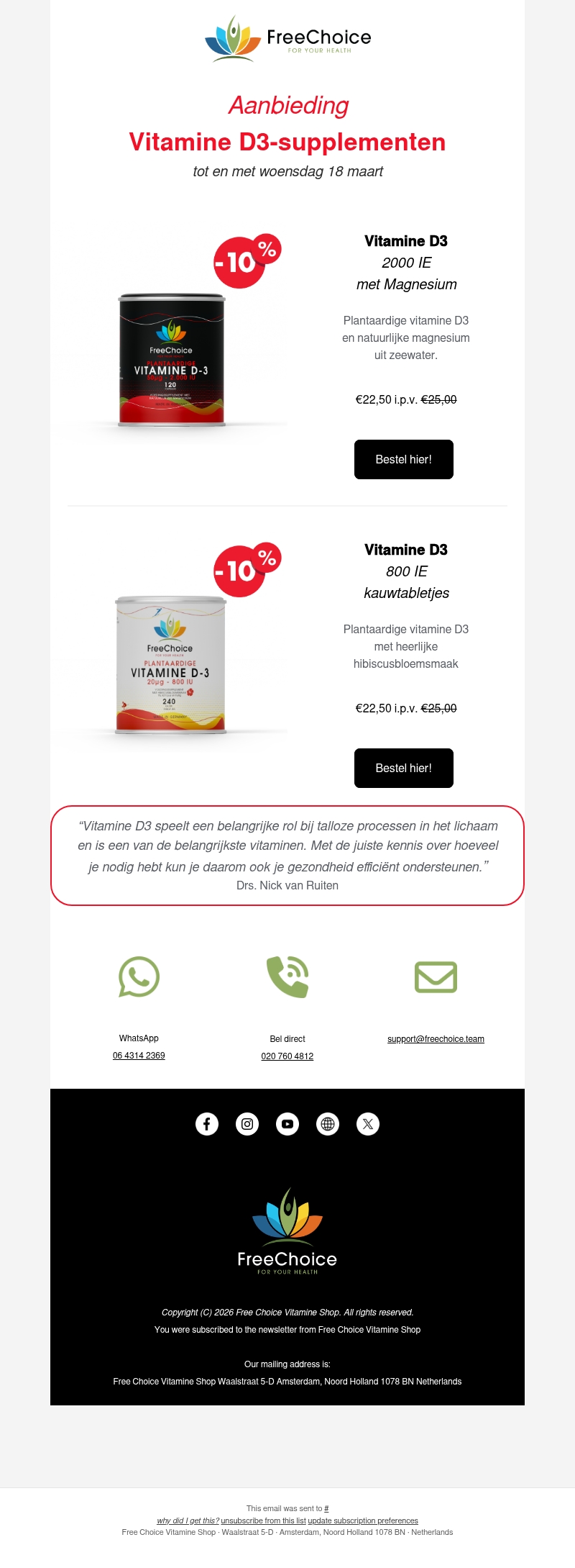 🌤️ Laatste dagen: aanbieding Free Choice Vitamine D3-supplementen 🌤️ Laatste dagen: aanbieding Free Choice Vitamine D3-supplementen