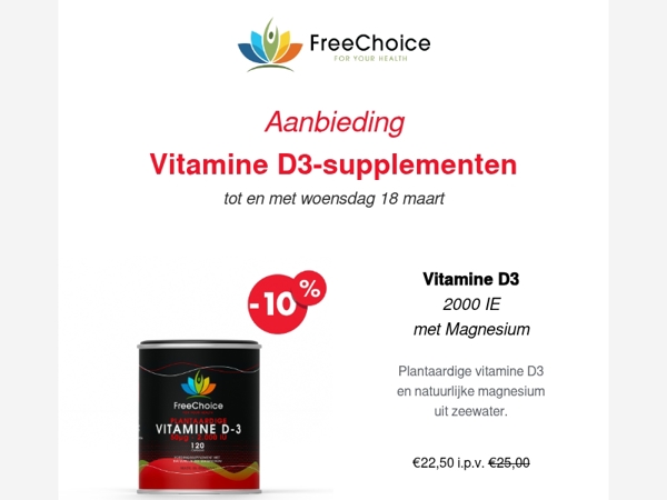 🌤️ Laatste dagen: aanbieding Free Choice Vitamine D3-supplementen