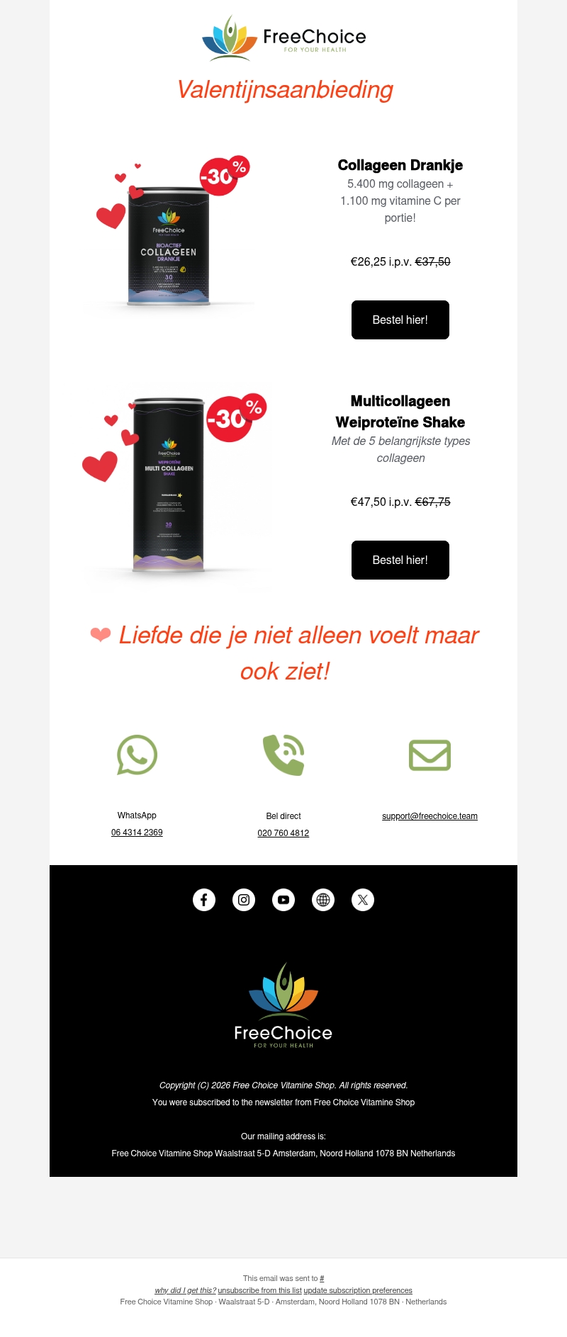 ❤️ Speciale Valentijnsaanbieding op de FreeChoice Collageensupplementen! ❤️ Speciale Valentijnsaanbieding op de FreeChoice Collageensupplementen!