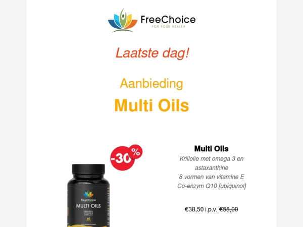 ❤️ Laatste dag! Aanbieding op de FreeChoice Multi Oils!