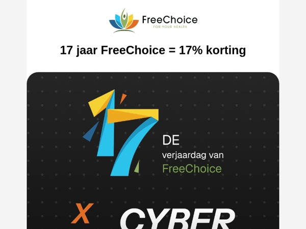 Laatste dag: 🎁 17 jaar FreeChoice = 17% korting