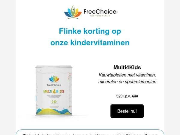 👧👦 Flinke korting op de Multi4Kids & C-250 kauwtabletten