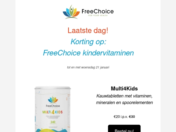 👧👦 Laatste dag: aanbieding Multi4Kids & Vitamine C kauwtabletten