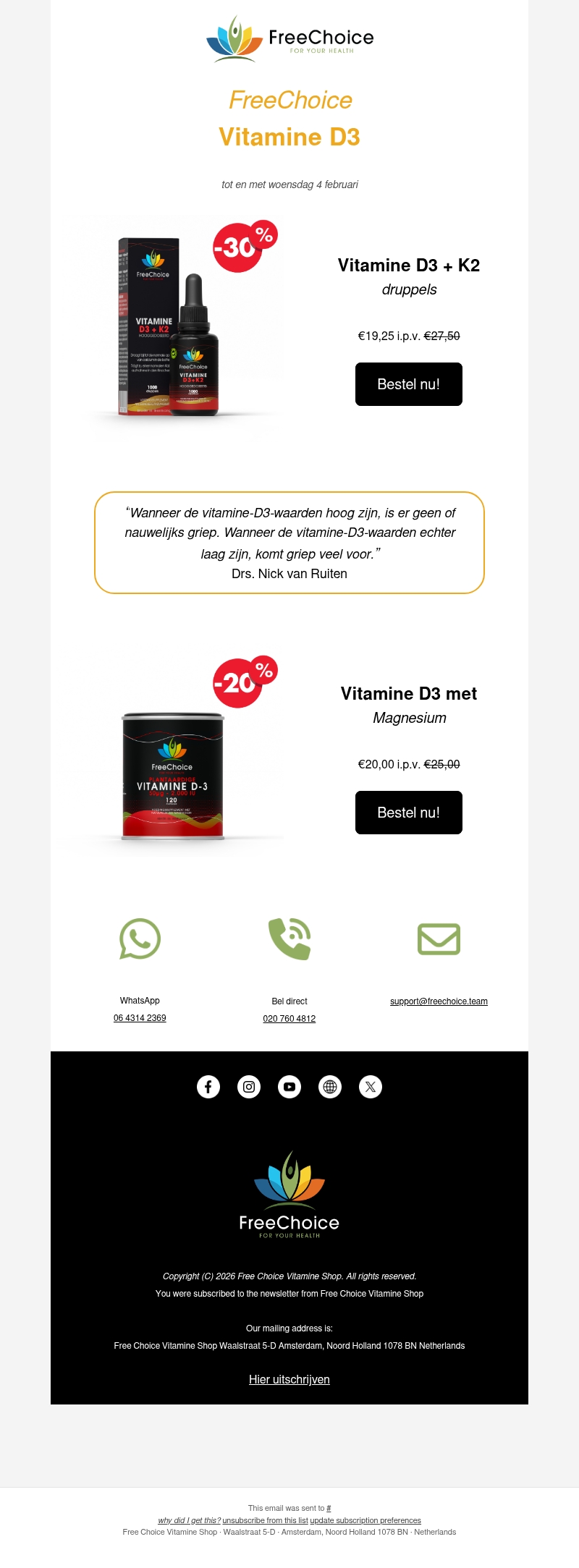 Aanbieding: Vitamine D3 + K2 en D3 met Magnesium Aanbieding: Vitamine D3 + K2 en D3 met Magnesium