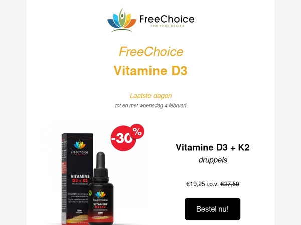 Laatste dagen! Aanbieding: Vitamine D3 + K2 en D3 met Magnesium