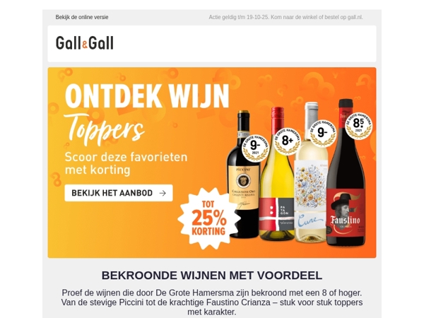 Bekroonde wijnen in de aanbieding