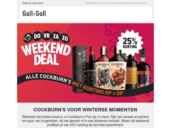 Cockburn’s Port: 25% weekendkorting