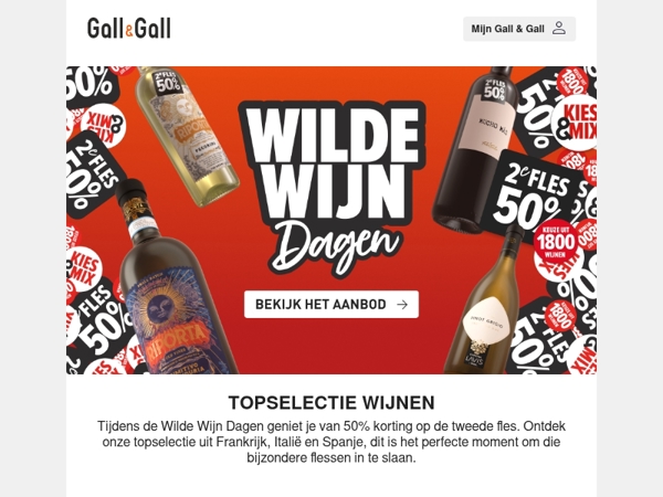 Topselectie wijnen 50% korting op je 2e fles ⭐