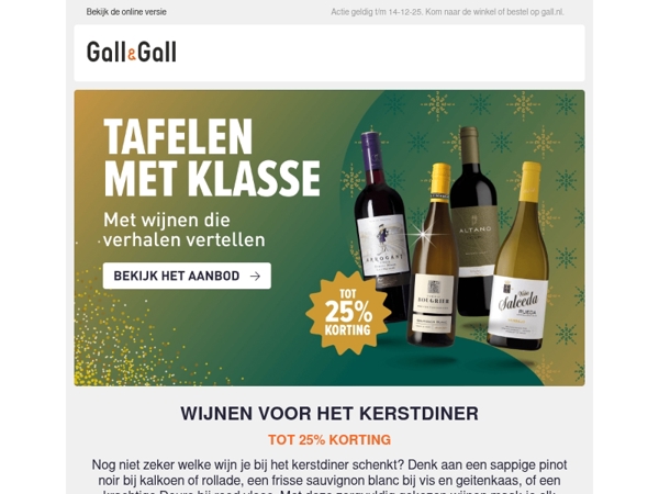 Welke wijn bij het kerstdiner? Gall & Gall helpt!