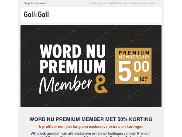 50% korting op een Premium membership