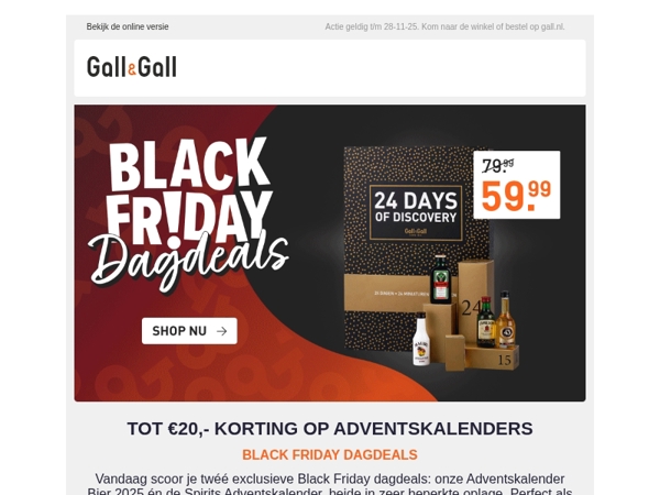 Dagdeals: tot €20,- korting op adventskalenders OP = OP