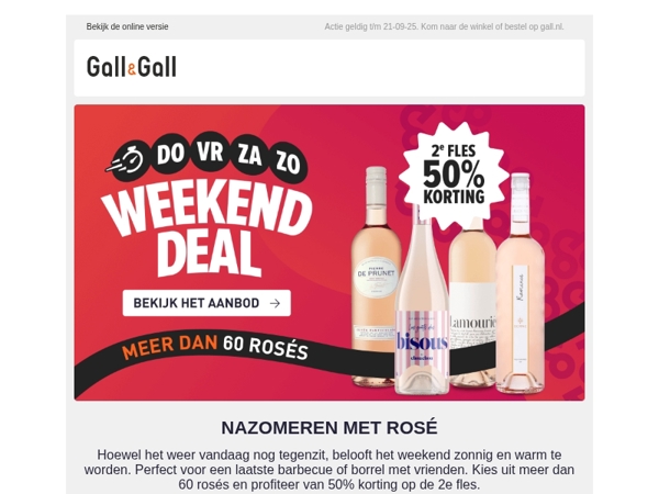 Dít weekend 50% korting op de 2e rosé