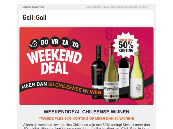 ✨ Weekenddeal: 50% korting op de 2e fles Chileense wijn