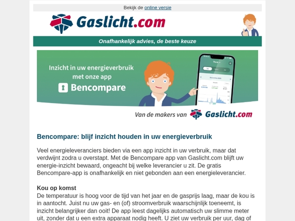 ⚡ Gratis app van Gaslicht.com: volg uw energieverbruik, ook na overstappen