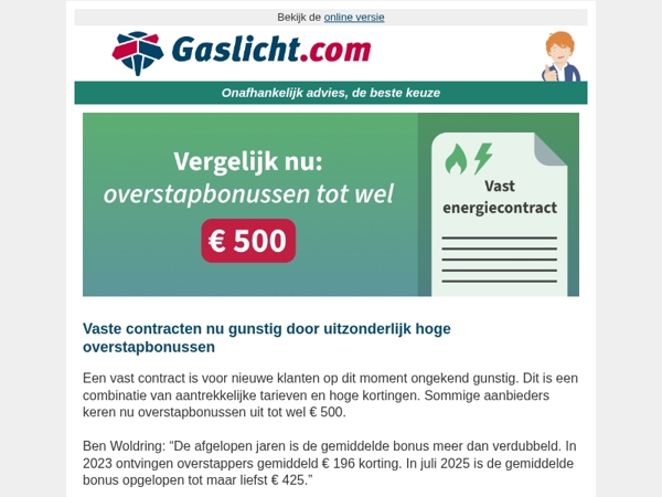 Vaste contracten nu uitzonderlijk gunstig