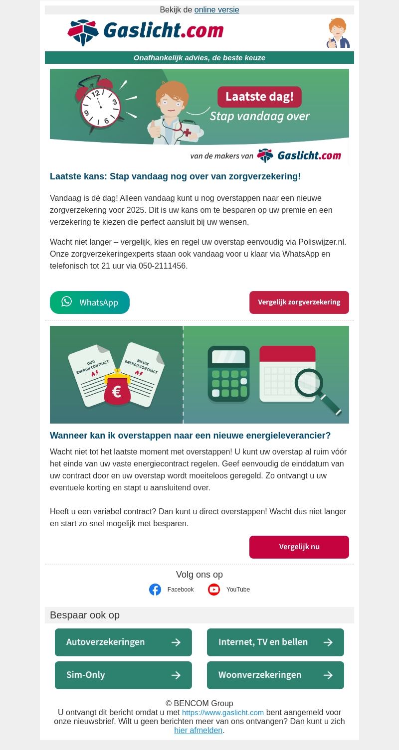 ⏰U kunt alleen vandaag nog overstappen van zorgverzekering ⏰U kunt alleen vandaag nog overstappen van zorgverzekering